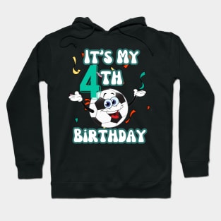 Funny It's My 4th Birthday 4 Years Old Soccer Ball Kids Hoodie